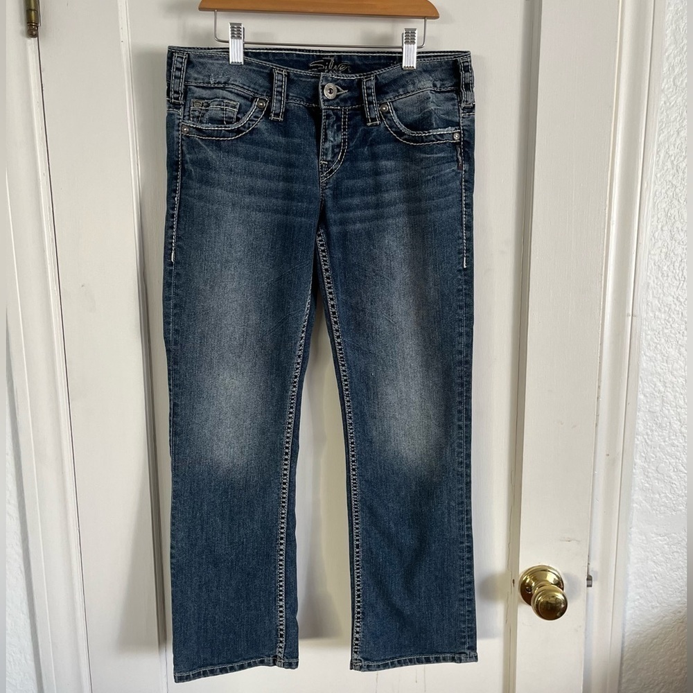 𝅺silver Jeans Santorini Crop 25 Waist Size 29 Women's Denim Jeans Medium Wash